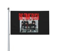 Big Rock Time Music Rush Drapeau Double Face 3x5FT - Décoration Murale Groupe de Musique - Fanfare Concert BTR - Pour Chambre, Salon, Extérieur - Cadeau Fan - Résistant aux Intempéries