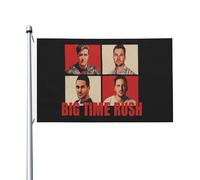 Big Rock Time Music Rush Drapeau Double Face 3x5FT - Décoration Murale Groupe de Musique - Fanfare Concert BTR - Pour Chambre, Salon, Extérieur - Cadeau Fan - Résistant aux Intempéries