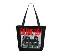 Big Rock Time Music Rush Sac Fourre-Tout Pour Femme - Sac De Courses Réutilisable Avec Imprimé Groupe Btr - Sac à Bandoulière En Coton écologique - Cadeau Pour Fan De Musique Au Quotidien