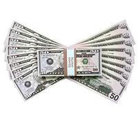 Big Screen Stacks,Lot de 100 billets de 50 dollars avec sangle de rechange Idéal pour les films, la publicité, les médias sociaux, les jeux de monnaie, les tours de magie, les jeux de casino