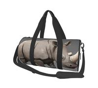 Big Sea Wave Sac de sport imprimé HD avec poche humide et compartiment à chaussures, sac de voyage pour homme et femme, Animal Rhino, Taille unique, Sac de voyage