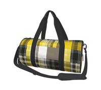 Big Sea Wave Sac de sport imprimé HD avec poche humide et compartiment à chaussures, sac de voyage pour homme et femme, Plaid jaune, gris, noir., Taille unique, Sac de voyage