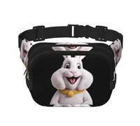 Big Silly White Rabbit Pattern Fashion Fashion Sac banane unisexe pour le voyage et le sport
