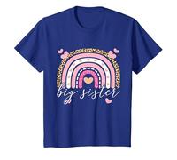 Big Sister Little Sister Enfants Léopard Arc-en-Ciel Grande sœur T-Shirt, Enfant, Bleu Royal, 6 Ans