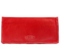 Big Skinny Women's Executive Leather Bi-Fold Checkbook Slim Wallet, Holds Up to 40 Cards, Red