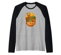 Big Sky Montana Elk Vache et Veau Badge Manche Raglan