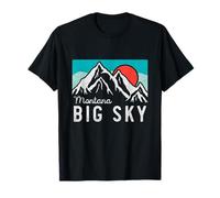 Big Sky Montana Montana Rétro Montagne Coucher de Soleil Ski Snowboard T-Shirt