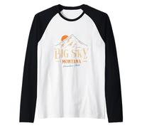 Big Sky Montana Mountain State Souvenir de Voyage en Plein air rétro Manche Raglan