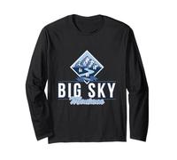 Big Sky Montana Retro Mountain River Vintage Ski Randonnée Manche Longue