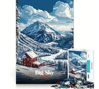 Big Sky Montana Ski Resort Puzzle de 1000 pièces pour adolescents Bords précis, plaisir de résolution de problèmes, jeu confortable, décoration de Noël (50 x 75 cm)