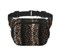 Big Snake Skin Unisexe Taille Réglable Carré Double Couche Ceinture Sac pour Activités de Plein Air Voyage Course Randonnée, Noir , Taille unique