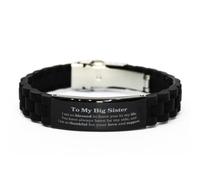 Big soeur Bracelet Black Clasp gravé - Une idée parfaite Cadeaux pour l'anniversaire, Noël, graduation - Amour inspirant et jeton de soutien pour ma grande sœur, petit zinc plaqué argenté, cubic