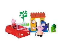 BIG Spielwarenfabrik 800057175 Bloxx - Peppa Pig Voiture Jouet (28 Blocs de Construction) avec Station-Service et 2 Figurines Jeu (Papa & Kit Fixation pour Enfants 18 Mois à 5 Ans