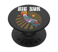 Big sur California Outdoors Retro Mountains & Waves PopSockets PopGrip Adhésif
