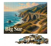 Big sur California USA Travel Poster Puzzle en Bois | Le tri par couleurs et formes - une méthode de montage claire pendant une soirée calme.