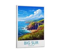 Big Sur Toile murale pour salon, chambre à coucher, salle de bain, bureau, amoureux des voyages, Californie - 30 x 45 cm