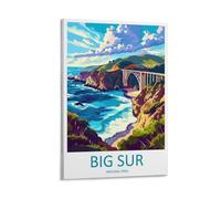 Big Sur Toile murale pour salon, chambre à coucher, salle de bain, bureau, amoureux des voyages, Californie - 30 x 45 cm