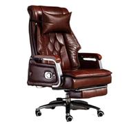 Big & Tall Chaise de bureau en cuir véritable pour personnes lourdes - Chaise de bureau avec large siège à ressort pivotant à 360° et roulettes robustes pour bureau à domicile