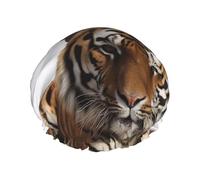 Big Tiger Bonnet de douche réutilisable et imperméable pour homme et femme avec bande élastique Double couche Lavable Pour toutes les coiffures Facile à transporter
