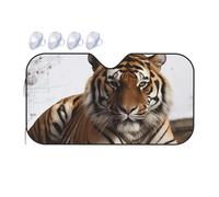 Big Tiger - Pare-soleil pliable pour pare-brise de voiture 2025 - Pare-soleil de voiture amusant pour fenêtre avant - Protection solaire intérieure de voiture - Taille S