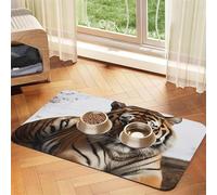 Big Tiger Tapis d'alimentation pour animal domestique 30 x 45 cm, tapis absorbant pour gamelle de nourriture et d'eau, tapis de nourriture pour chat en cuir synthétique, tapis imperméable à séchage