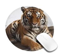 Big Tiger Tapis de souris rond de 20,3 cm, confortable, bords cousus base en caoutchouc antidérapant, tapis de souris imperméable lavable pour ordinateur portable pour la maison et le bureau