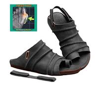 Big Toe Bone Valgus Corrector Slippers Hallux Open Toe Shoes Womens Bunions Orthopedic Sandals with Arch Support for Summer Beach Travel - Pain Relief of Foot Redness and Swelling (Black 39 EU)