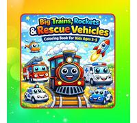 Big Trains, Rockets & Rescue Vehicles Coloring Book for Kids Ages 3-5: Fun and Easy Trains, Space Rockets, Police Cars, Fire Trucks and Emergency Transport Coloring Pages for Toddlers and Preschool