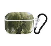 Big Trees Coque pour AirPod Pro, coque rigide anti-rayures en polycarbonate avec porte-clés, accessoires pour AirPod Pro 2e/1ère coque pour homme et femme, style blanc