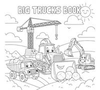 Big Trucks & Construction - Easy Coloring (Ages 4-8): 30 Huge Vehicles Thick Lines Single-Sided Pages