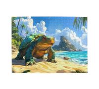 Big Turtle On The Beach Puzzle en bois de 500 pièces pour adultes - Puzzle stimulant pour taille de jeu 38,1 x 51,8 cm