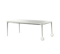 MAGIS table avec roues BIG WILL 200 x 105 cm (Blanc Opaque - Pieds en aluminium mat et plateau en cristal trempé gravé)