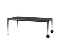 MAGIS table avec roues BIG WILL 200 x 105 cm (Noir mat - Pieds en aluminium mat et plateau en cristal trempé gravé)