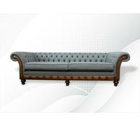 Big xxl Canapé 4 places Chesterfield Garniture Cuir synthétique Gris Nouveau