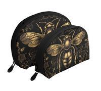 Big Yellow Bee Lot de 2 trousses de maquillage portables Motif abeille Jaune, blanc, Taille unique
