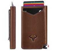Bigant Portefeuille Fin pour Homme avec Pince à Billets en Aluminium et étui en Cuir Pleine Fleur 7,1 x 11,4 cm 10 Cartes, Blocage RFID, accès aux Cartes Pop-up