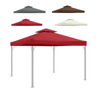 BIGANTTOW Auvent de rechange pour tonnelle de 25,4 x 25,4 cm, 2 niveaux avec bord ondulé en polyester résistant à l'eau, rouge