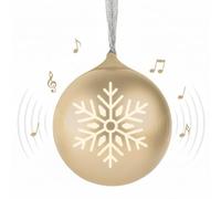 Bigben Boule de Noël Enceinte Bluetooth Lumineuse 8 cm, Haut-Parleur sans Fil pour Sapin avec Stéréo TWS, Décoration Musicale Rechargeable, Effets LED et Musiques Intégrées, Or - EPOK XMASBALLGOLD