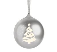 Bigben Boule de Noël Enceinte Bluetooth Lumineuse, Haut-Parleur sans Fil pour Sapin avec Son Stéréo TWS, Décoration Musicale Rechargeable, Effets LED et Musiques Intégrées. Silver - EPOK XMASBALLSILV