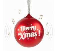 Bigben Boule de Noël Enceinte Bluetooth Lumineuse, Haut-Parleur sans Fil pour Sapin avec Son Stéréo TWS, Décoration Musicale Rechargeable, Effets LED et Musiques Intégrées, Rouge - EPOK XMASBALLRED