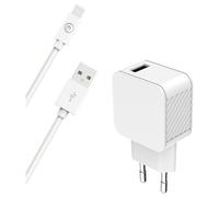 Bigben Connected Adaptateur 2,4A (12W) + câble Lightning 1,2m MFi – 100% plastique recyclé Blanc