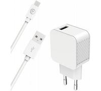 BigBen Connected, Adaptateur secteur USB-A 2.4A Fast Charge + câble USB-A / Micro-USB, Blanc