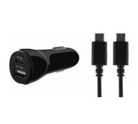 BigBen Connected, Chargeur allume-cigare de voiture avec câble USB-C / USB-C, noir