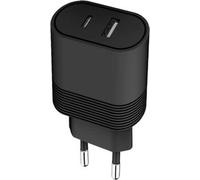 BigBen Connected, Chargeur secteur double USB-A + USB-C 32W (12+20W) Power Delivery, Noir