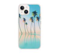 BigBen Connected Coque pour iPhone 13/14 en Résine Palmiers Bleu clair