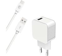 BIGBEN CONNECTED CS3AACBLACRW - CS 3A (15W) USB A + Cable A/C 1.2M Recyclé Blanc