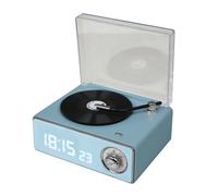 Bigben enceinte bluetooth réveil en forme de tourne disque bleu