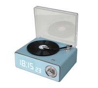 Bigben enceinte bluetooth réveil en forme de tourne disque bleu