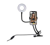 Vlogging Kit Eclairage anneau Blanc S Pince de fixation Noir Bigben