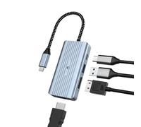 BIGBIG WON Hub USB C HDMI, 4 Ports USB C multiport avec Deux écrans 8K@30Hz HDMI, 8K@30Hz DP, 100W PD Port de Charge, USB 3.0, Compatible avec HDTV
